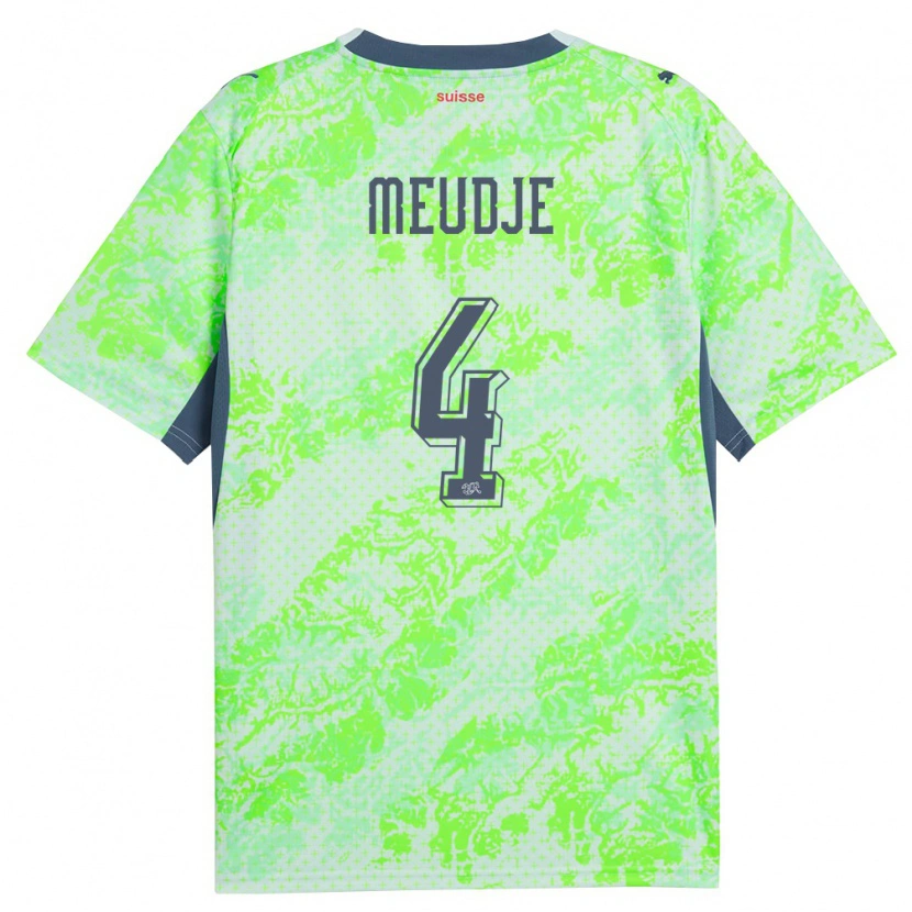 DanxenキッズスイスManuel Meudje#4緑 紺アウェイシャツ26-28ジャージーユニフォーム