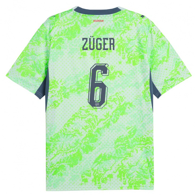 DanxenキッズスイスNiklas Züger#6緑 紺アウェイシャツ26-28ジャージーユニフォーム