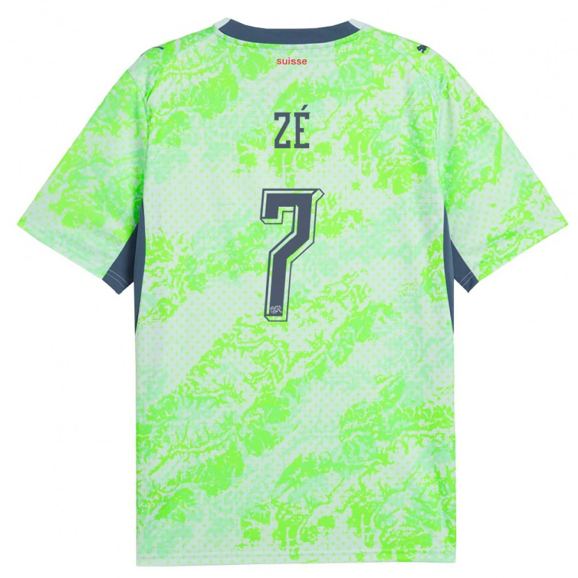 DanxenキッズスイスJunior Zé#7緑 紺アウェイシャツ26-28ジャージーユニフォーム