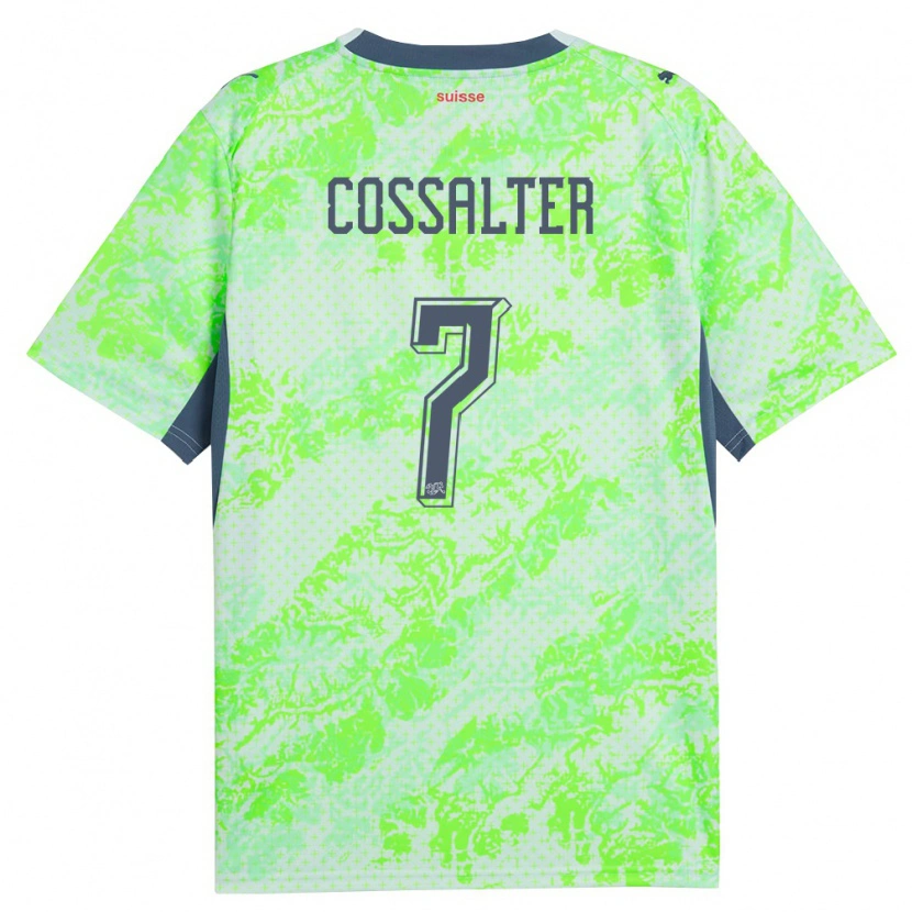 DanxenキッズスイスIvan Cossalter#7緑 紺アウェイシャツ26-28ジャージーユニフォーム