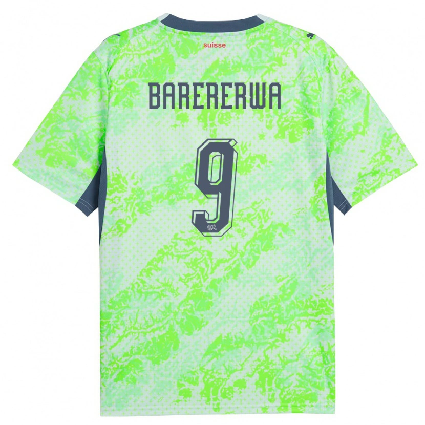 DanxenキッズスイスJérémie Barererwa#9緑 紺アウェイシャツ26-28ジャージーユニフォーム
