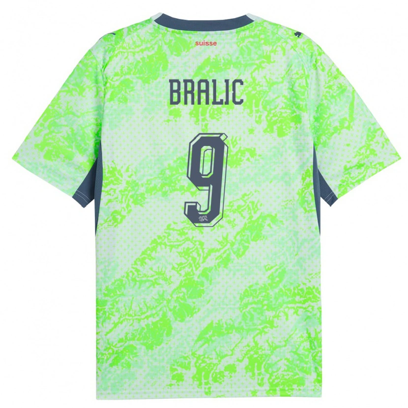 DanxenキッズスイスJosip Bralic#9緑 紺アウェイシャツ26-28ジャージーユニフォーム