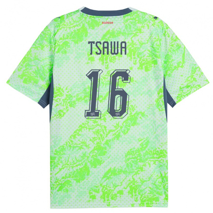 DanxenキッズスイスCheveyo Tsawa#16緑 紺アウェイシャツ26-28ジャージーユニフォーム