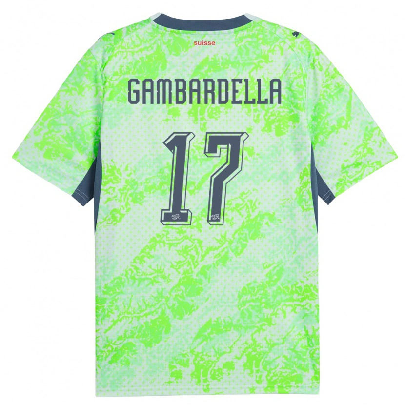 DanxenキッズスイスMatteo Gambardella#17緑 紺アウェイシャツ26-28ジャージーユニフォーム