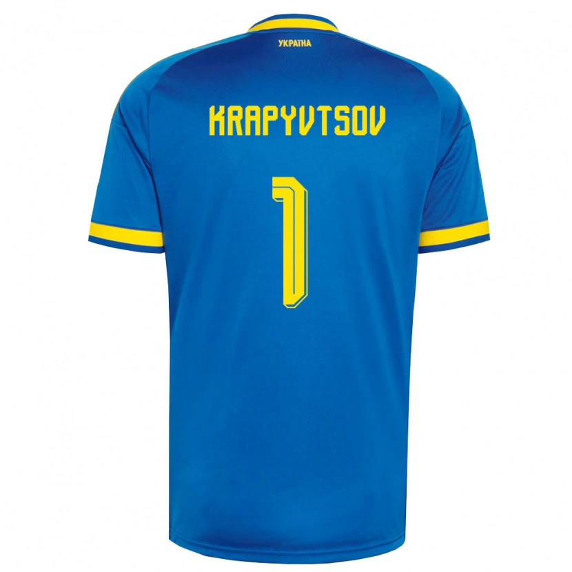 DanxenキッズウクライナVladyslav Krapyvtsov#1青 黄 紺アウェイシャツ26-28ジャージーユニフォーム