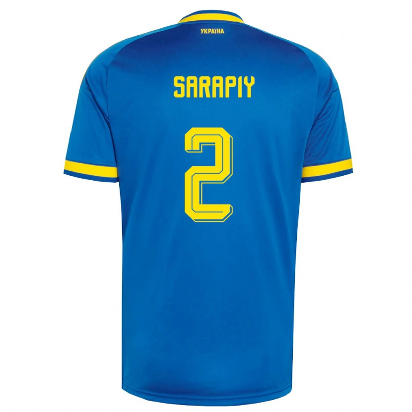 DanxenキッズウクライナEduard Sarapiy#2青 黄 紺アウェイシャツ26-28ジャージーユニフォーム