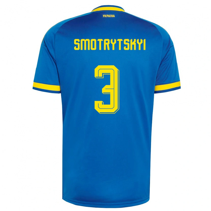 DanxenキッズウクライナNazar Smotrytskyi#3青 黄 紺アウェイシャツ26-28ジャージーユニフォーム