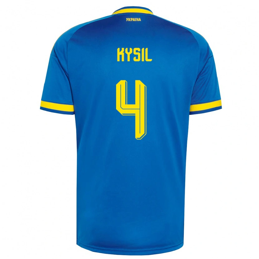 DanxenキッズウクライナVladyslav Kysil#4青 黄 紺アウェイシャツ26-28ジャージーユニフォーム