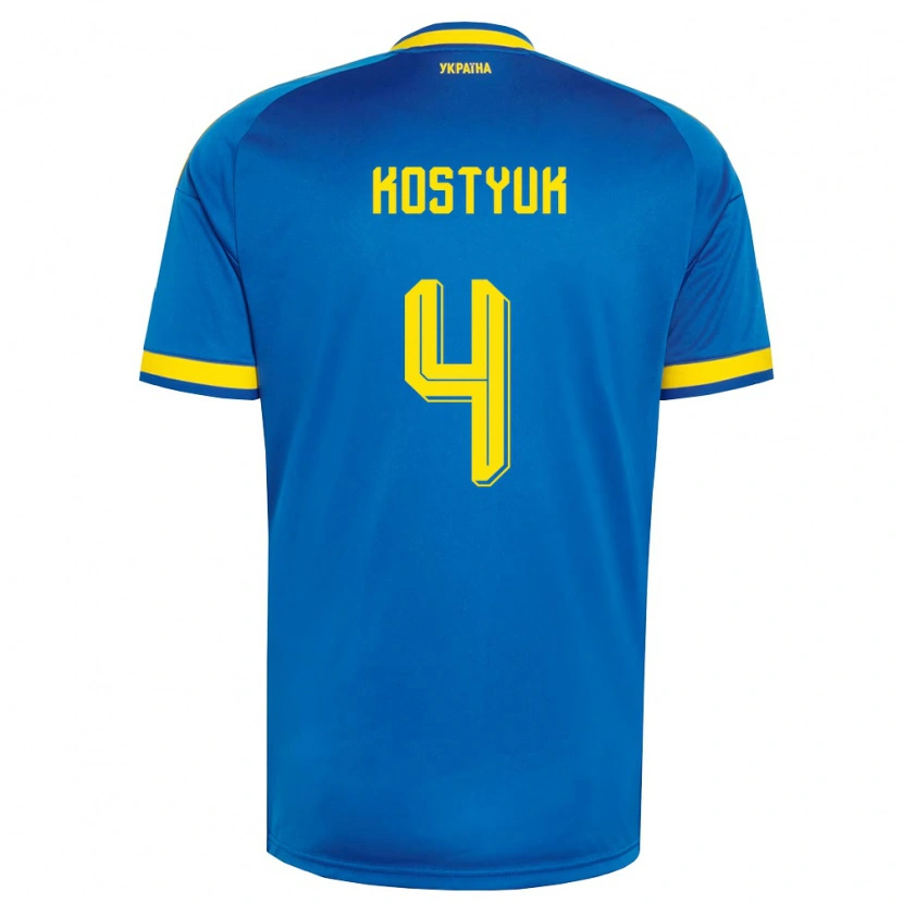 DanxenキッズウクライナYegor Kostyuk#4青 黄 紺アウェイシャツ26-28ジャージーユニフォーム