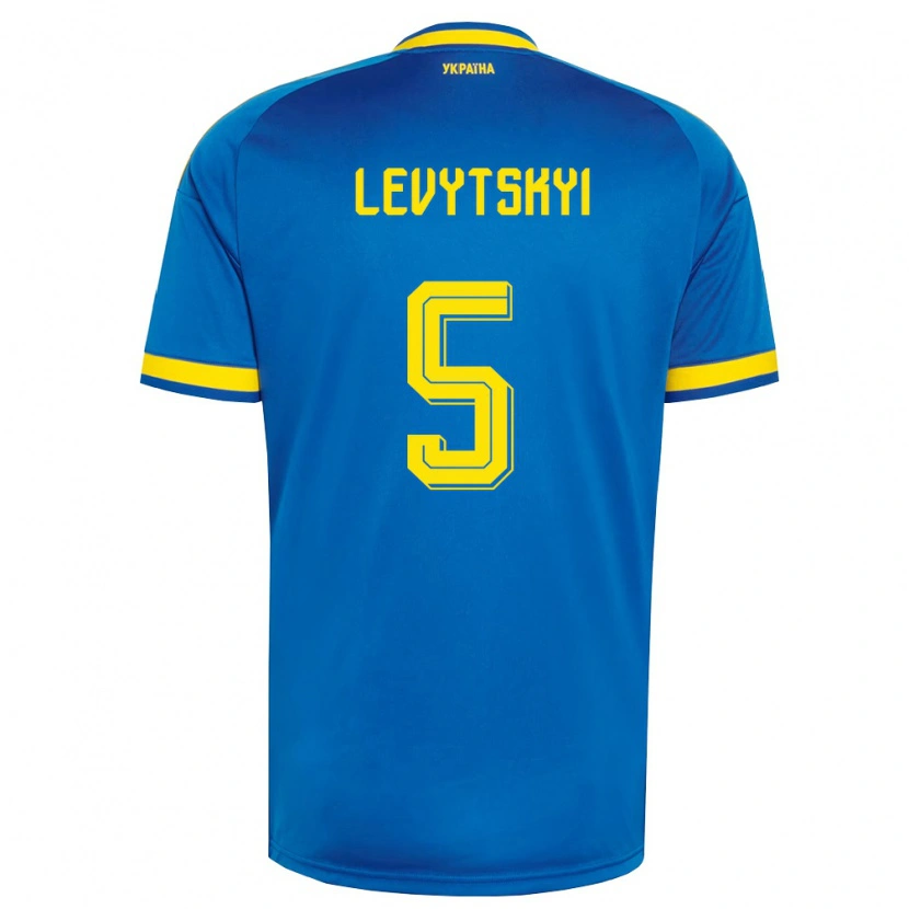 DanxenキッズウクライナBogdan Levytskyi#5青 黄 紺アウェイシャツ26-28ジャージーユニフォーム
