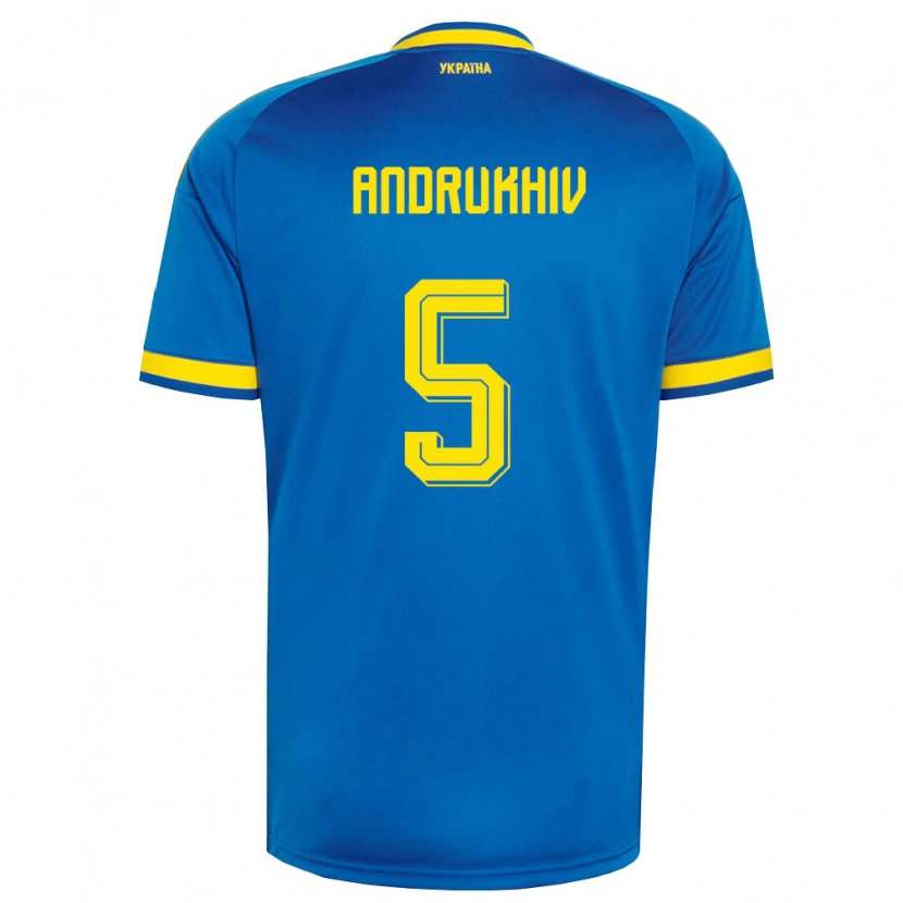 DanxenキッズウクライナVeronika Andrukhiv#5青 黄 紺アウェイシャツ26-28ジャージーユニフォーム