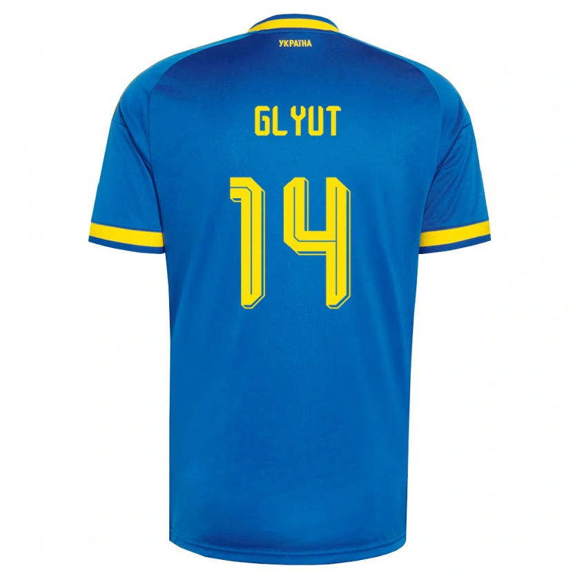DanxenキッズウクライナVitaliy Glyut#14青 黄 紺アウェイシャツ26-28ジャージーユニフォーム