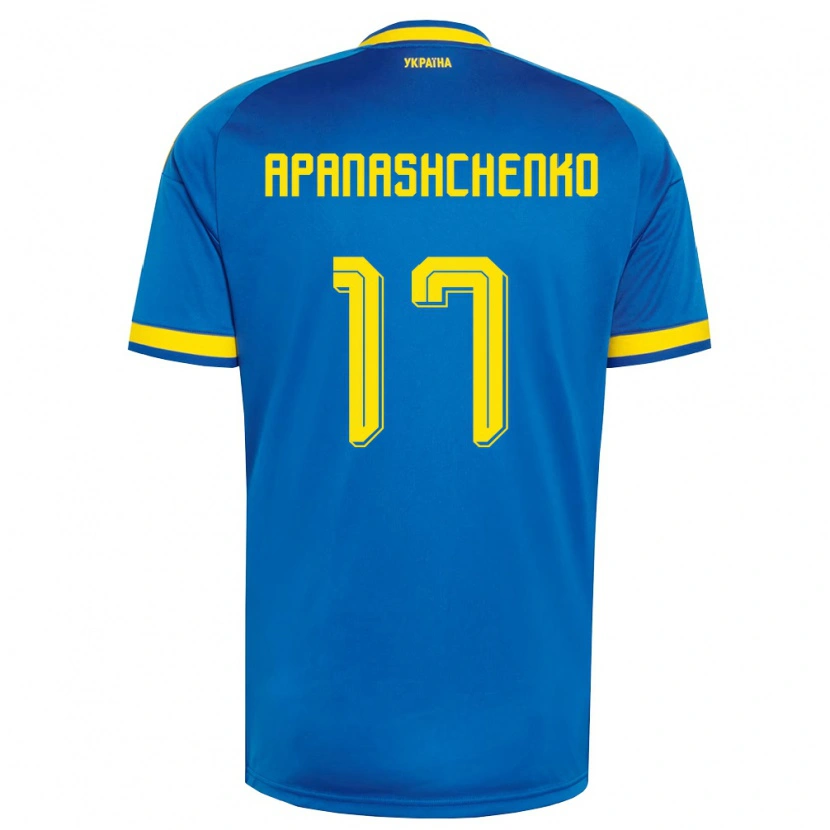 DanxenキッズウクライナDaryna Apanashchenko#17青 黄 紺アウェイシャツ26-28ジャージーユニフォーム