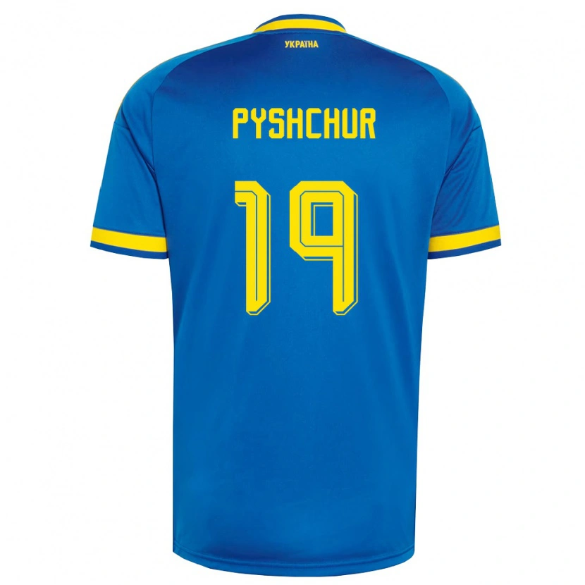 DanxenキッズウクライナOleksandr Pyshchur#19青 黄 紺アウェイシャツ26-28ジャージーユニフォーム
