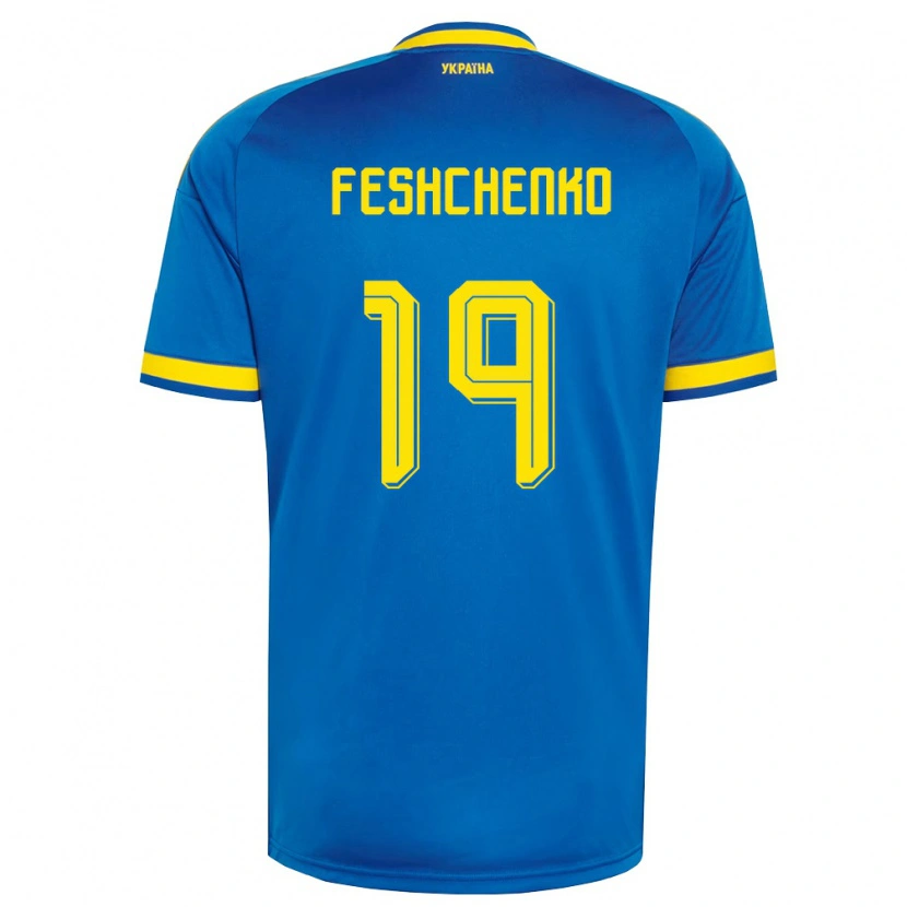 DanxenキッズウクライナOleksandr Feshchenko#19青 黄 紺アウェイシャツ26-28ジャージーユニフォーム