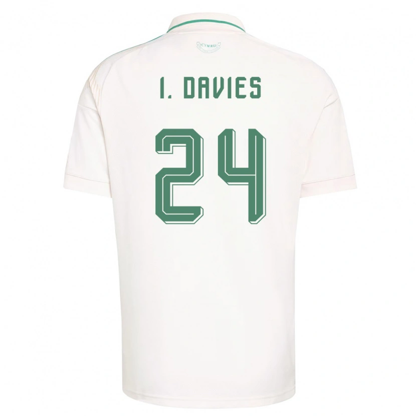 Danxenキッズウェールズイサーク・デイヴィス#24白 茶 緑アウェイシャツ26-28ジャージーユニフォーム