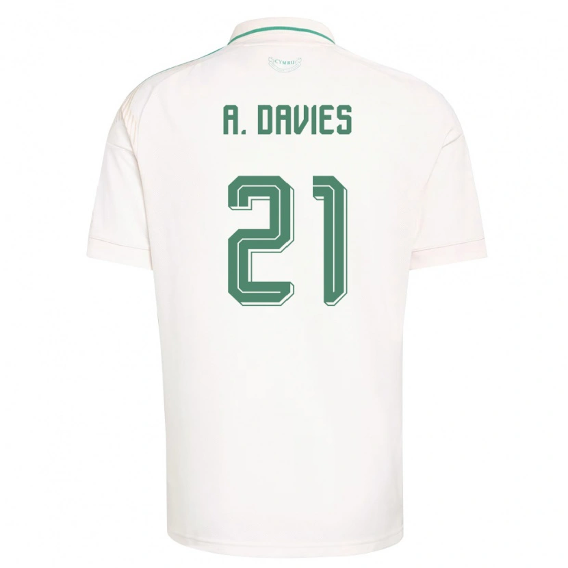 Danxenキッズウェールズアダム・デイビス#21白 茶 緑アウェイシャツ26-28ジャージーユニフォーム