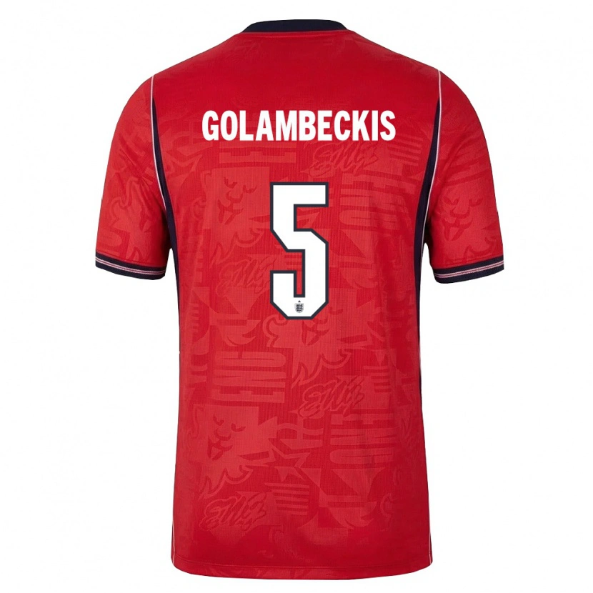 DanxenキッズイングランドAiridas Golambeckis#5赤 紺 白アウェイシャツ26-28ジャージーユニフォーム