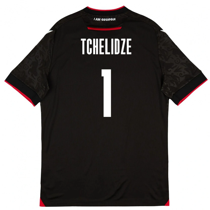 DanxenキッズジョージアMate Tchelidze#1黒 白 赤アウェイシャツ26-28ジャージーユニフォーム