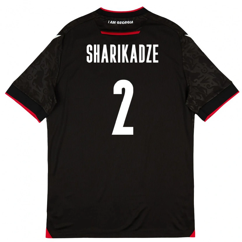 DanxenキッズジョージアLuka Sharikadze#2黒 白 赤アウェイシャツ26-28ジャージーユニフォーム