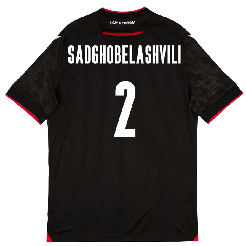 DanxenキッズジョージアGela Sadghobelashvili#2黒 白 赤アウェイシャツ26-28ジャージーユニフォーム