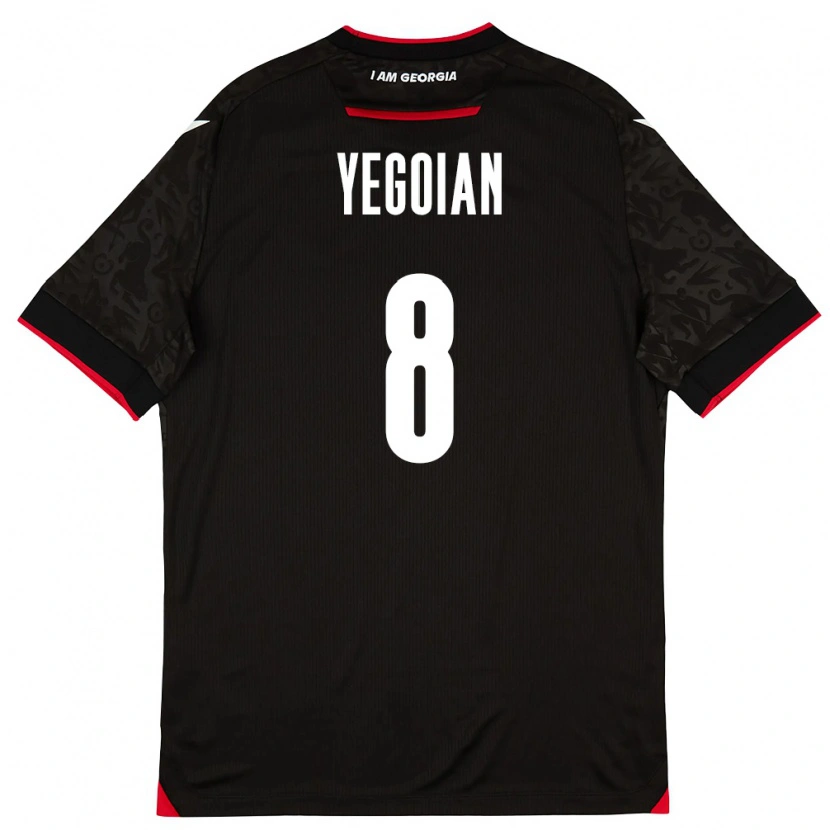 DanxenキッズジョージアIrakli Yegoian#8黒 白 赤アウェイシャツ26-28ジャージーユニフォーム