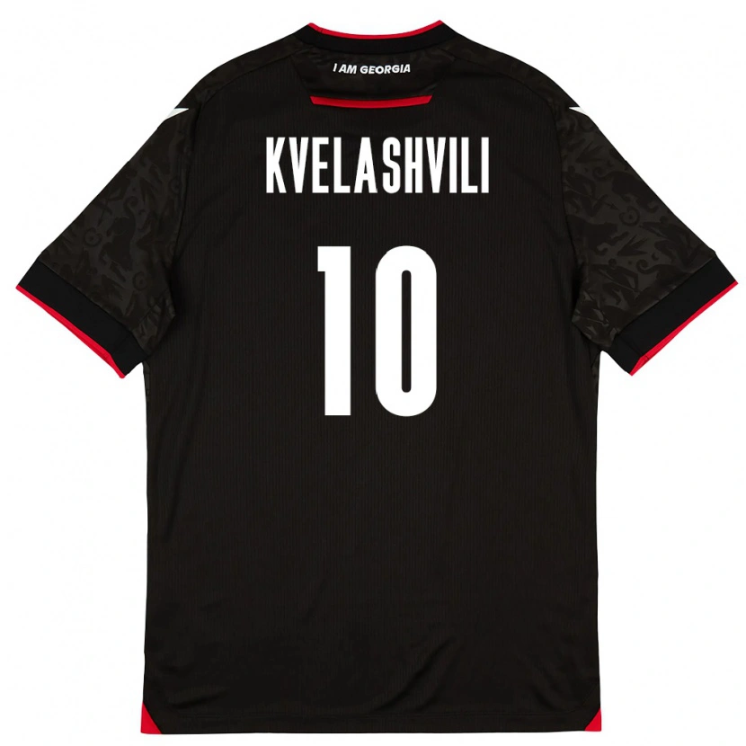 DanxenキッズジョージアNikoloz Kvelashvili#10黒 白 赤アウェイシャツ26-28ジャージーユニフォーム