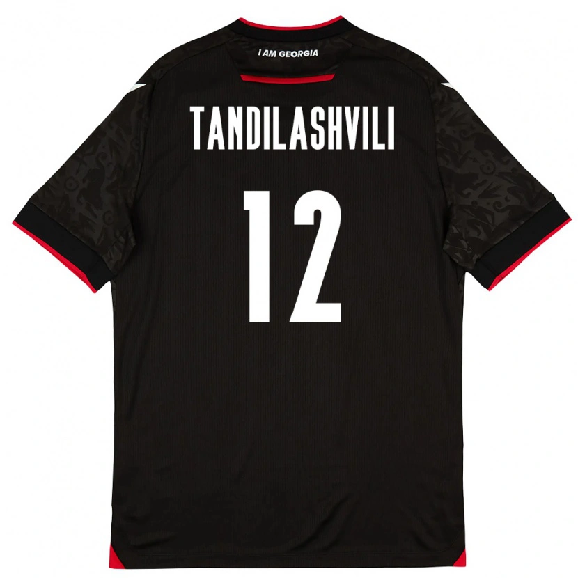 DanxenキッズジョージアLevan Tandilashvili#12黒 白 赤アウェイシャツ26-28ジャージーユニフォーム