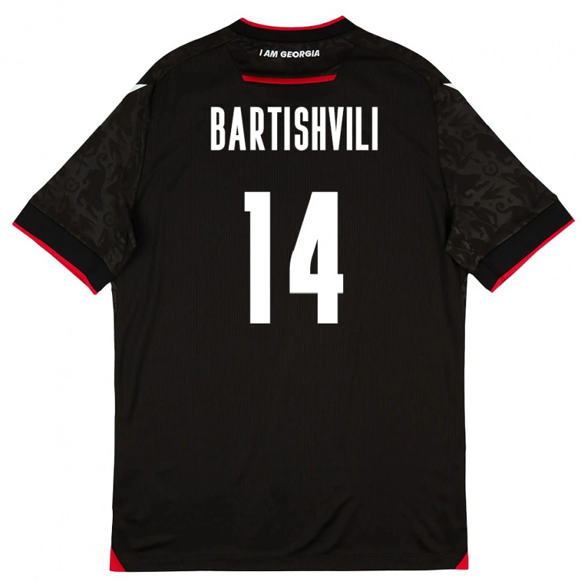 DanxenキッズジョージアAndria Bartishvili#14黒 白 赤アウェイシャツ26-28ジャージーユニフォーム