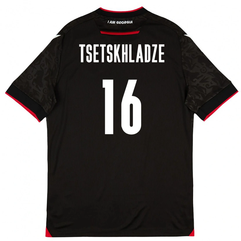 DanxenキッズジョージアNikoloz Tsetskhladze#16黒 白 赤アウェイシャツ26-28ジャージーユニフォーム