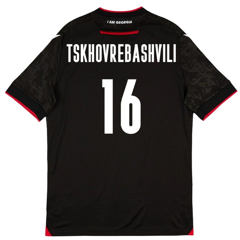 DanxenキッズジョージアNikoloz Tskhovrebashvili#16黒 白 赤アウェイシャツ26-28ジャージーユニフォーム