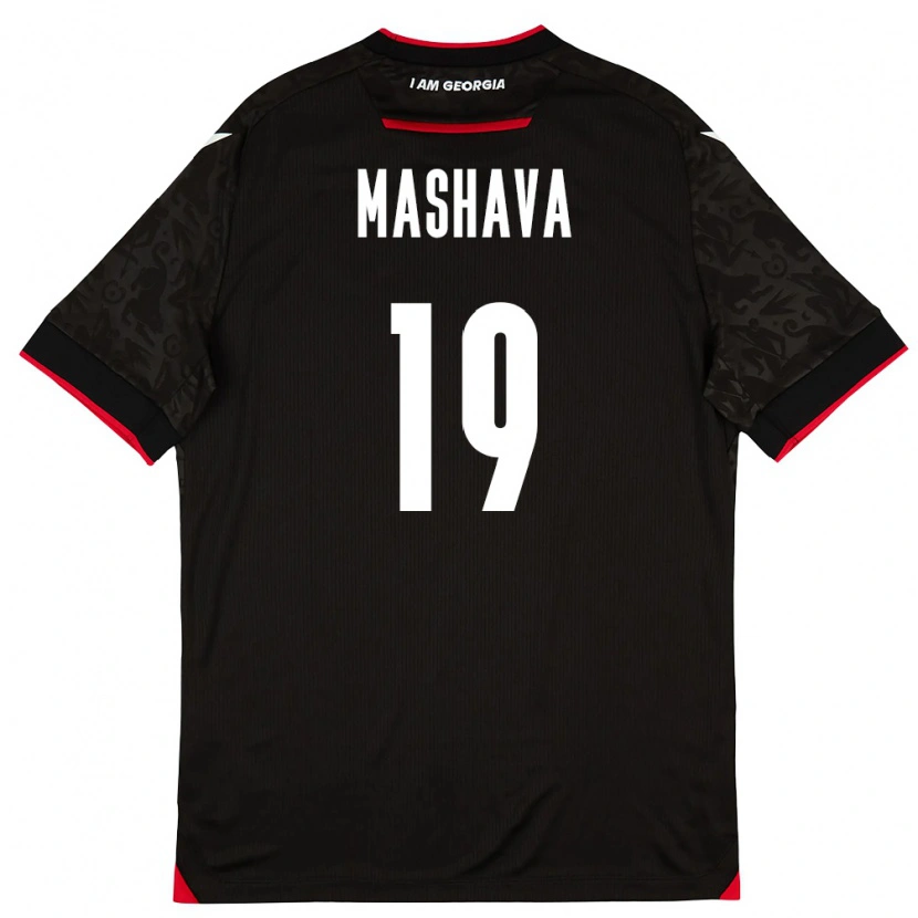 DanxenキッズジョージアAvtandil Mashava#19黒 白 赤アウェイシャツ26-28ジャージーユニフォーム
