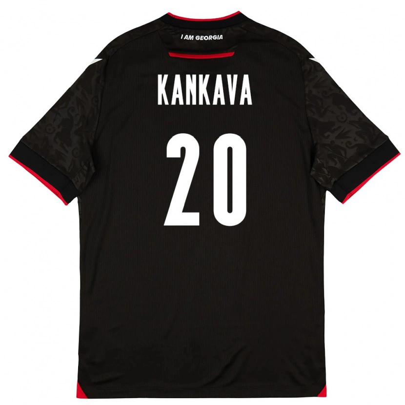 Danxenキッズジョージアジャバ・カンカバ#20黒 白 赤アウェイシャツ26-28ジャージーユニフォーム