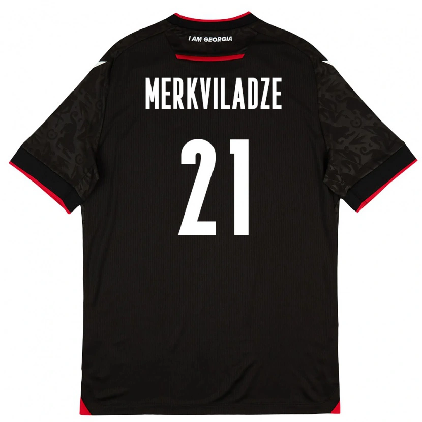 DanxenキッズジョージアDachi Merkviladze#21黒 白 赤アウェイシャツ26-28ジャージーユニフォーム