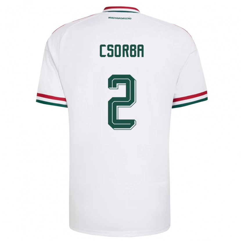 DanxenキッズハンガリーDominik Csorba#2白 赤 緑アウェイシャツ26-28ジャージーユニフォーム