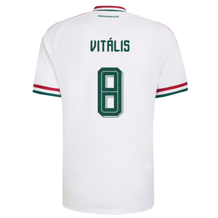DanxenキッズハンガリーMilán Vitális#8白 赤 緑アウェイシャツ26-28ジャージーユニフォーム