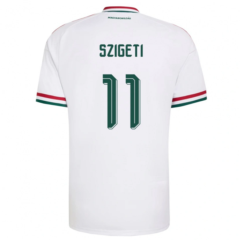 DanxenキッズハンガリーÁkos Berekméri-Szigeti#11白 赤 緑アウェイシャツ26-28ジャージーユニフォーム