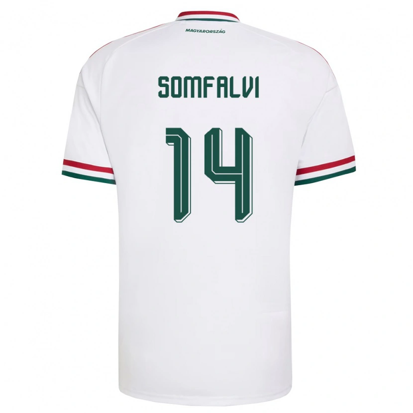 DanxenキッズハンガリーBarna Somfalvi#14白 赤 緑アウェイシャツ26-28ジャージーユニフォーム