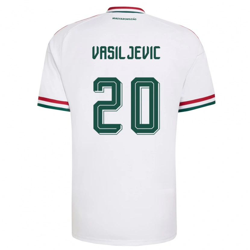 DanxenキッズハンガリーAndrej Vasiljevic#20白 赤 緑アウェイシャツ26-28ジャージーユニフォーム