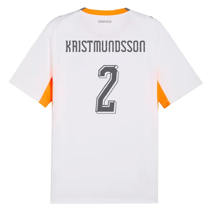 DanxenキッズアイスランドDarri Kristmundsson#2白 オレンジ 灰アウェイシャツ26-28ジャージーユニフォーム