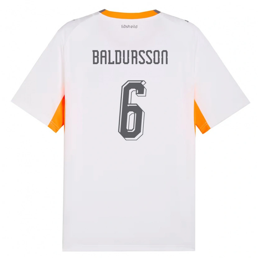 DanxenキッズアイスランドBreki Baldursson#6白 オレンジ 灰アウェイシャツ26-28ジャージーユニフォーム
