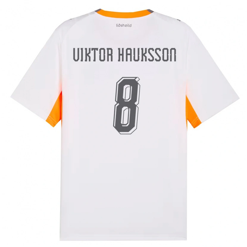 DanxenキッズアイスランドJón Viktor Hauksson#8白 オレンジ 灰アウェイシャツ26-28ジャージーユニフォーム