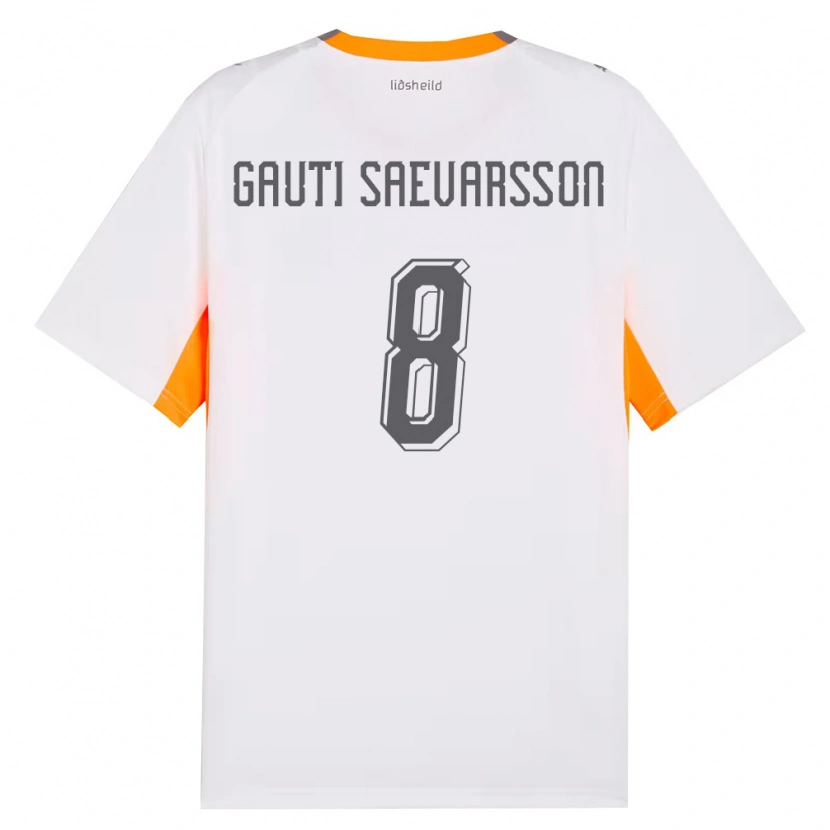 DanxenキッズアイスランドGudmar Gauti Saevarsson#8白 オレンジ 灰アウェイシャツ26-28ジャージーユニフォーム