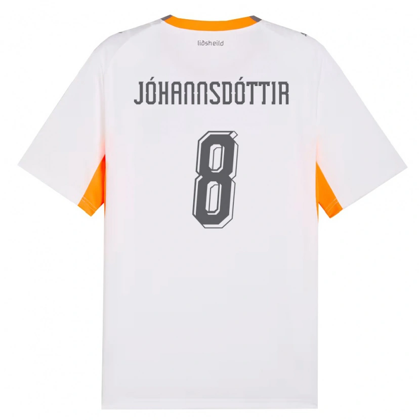 DanxenキッズアイスランドAlexandra Jóhannsdóttir#8白 オレンジ 灰アウェイシャツ26-28ジャージーユニフォーム