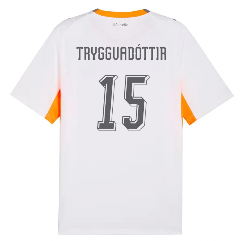 DanxenキッズアイスランドKatla Tryggvadóttir#15白 オレンジ 灰アウェイシャツ26-28ジャージーユニフォーム