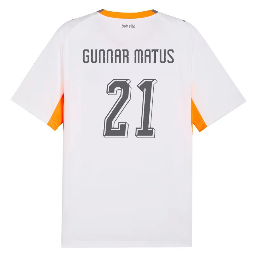 DanxenキッズアイスランドAron Gunnar Matus#21白 オレンジ 灰アウェイシャツ26-28ジャージーユニフォーム