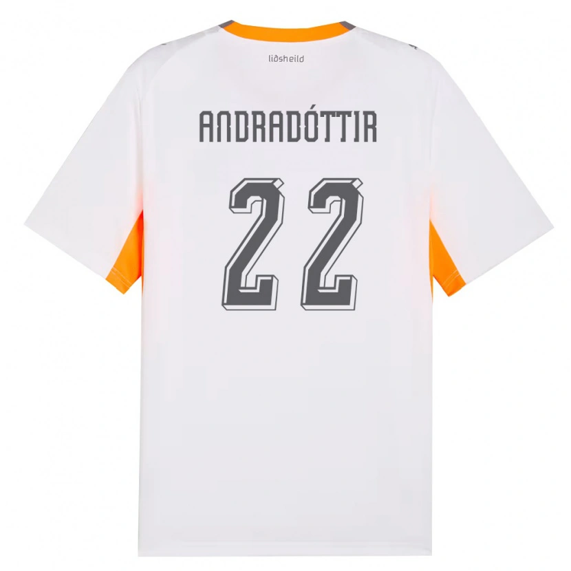 DanxenキッズアイスランドAmanda Andradóttir#22白 オレンジ 灰アウェイシャツ26-28ジャージーユニフォーム