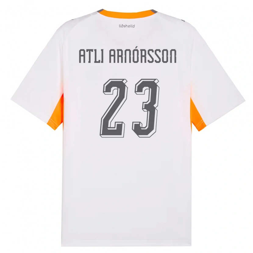 Danxenキッズアイスランドノエル・アトリ・アルノールソン#23白 オレンジ 灰アウェイシャツ26-28ジャージーユニフォーム