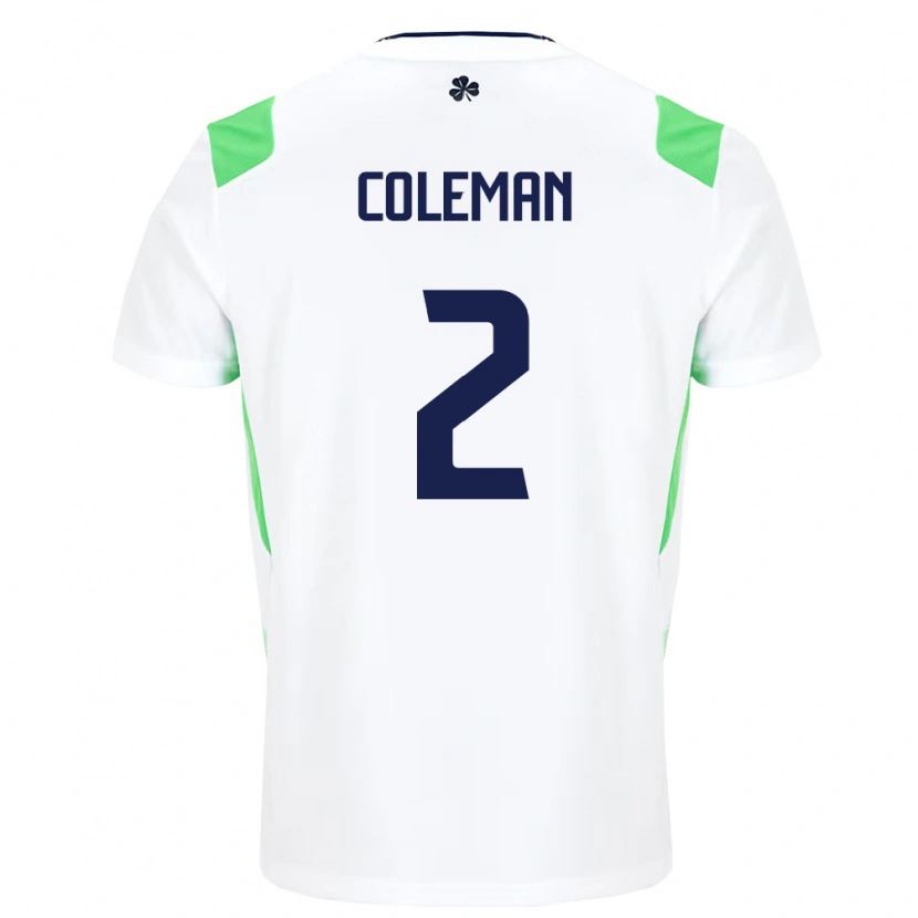 Danxenキッズアイルランド島シェイマス・コールマン#2白 ライトグリーンアウェイシャツ26-28ジャージーユニフォーム