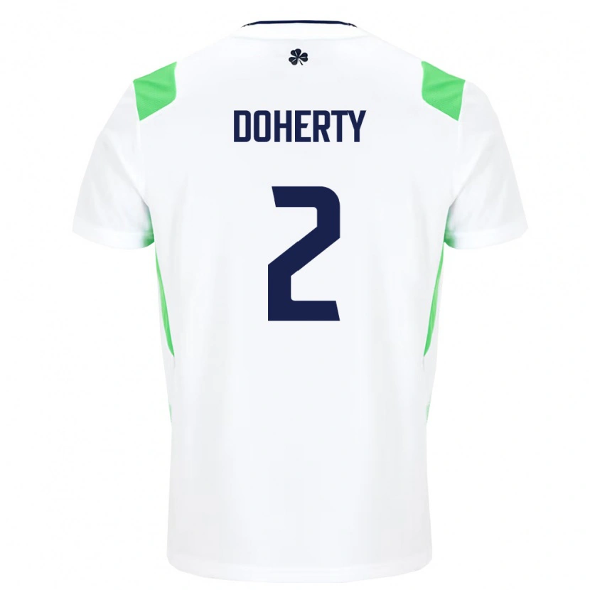 Danxenキッズアイルランド島マット・ドハーティ#2白 ライトグリーンアウェイシャツ26-28ジャージーユニフォーム